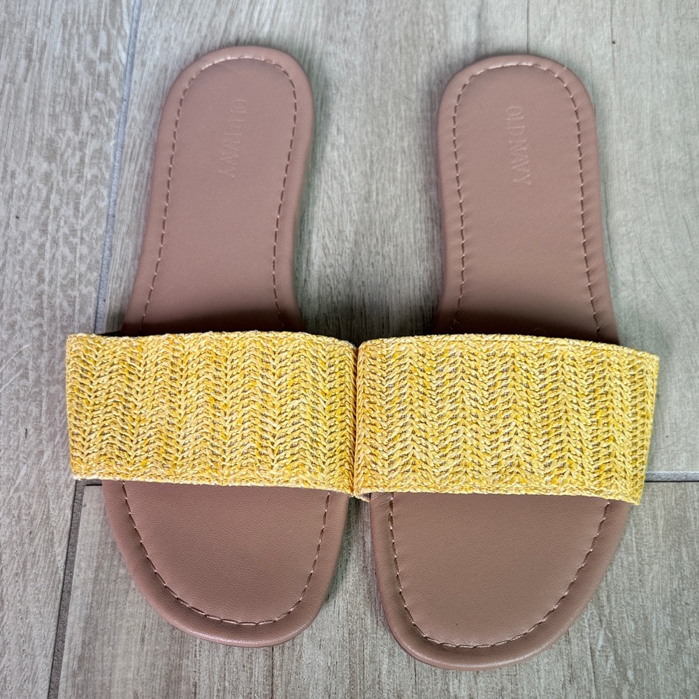 Old Navy Mustard Woven Slide Sandals